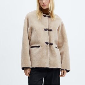 NEW Mango Fur-effect coat with appliqués